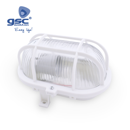 Aplique ovalado plástico, E27 60W 230V Blanco