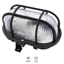 Aplique ovalado plástico, E27 60W 230V Negro