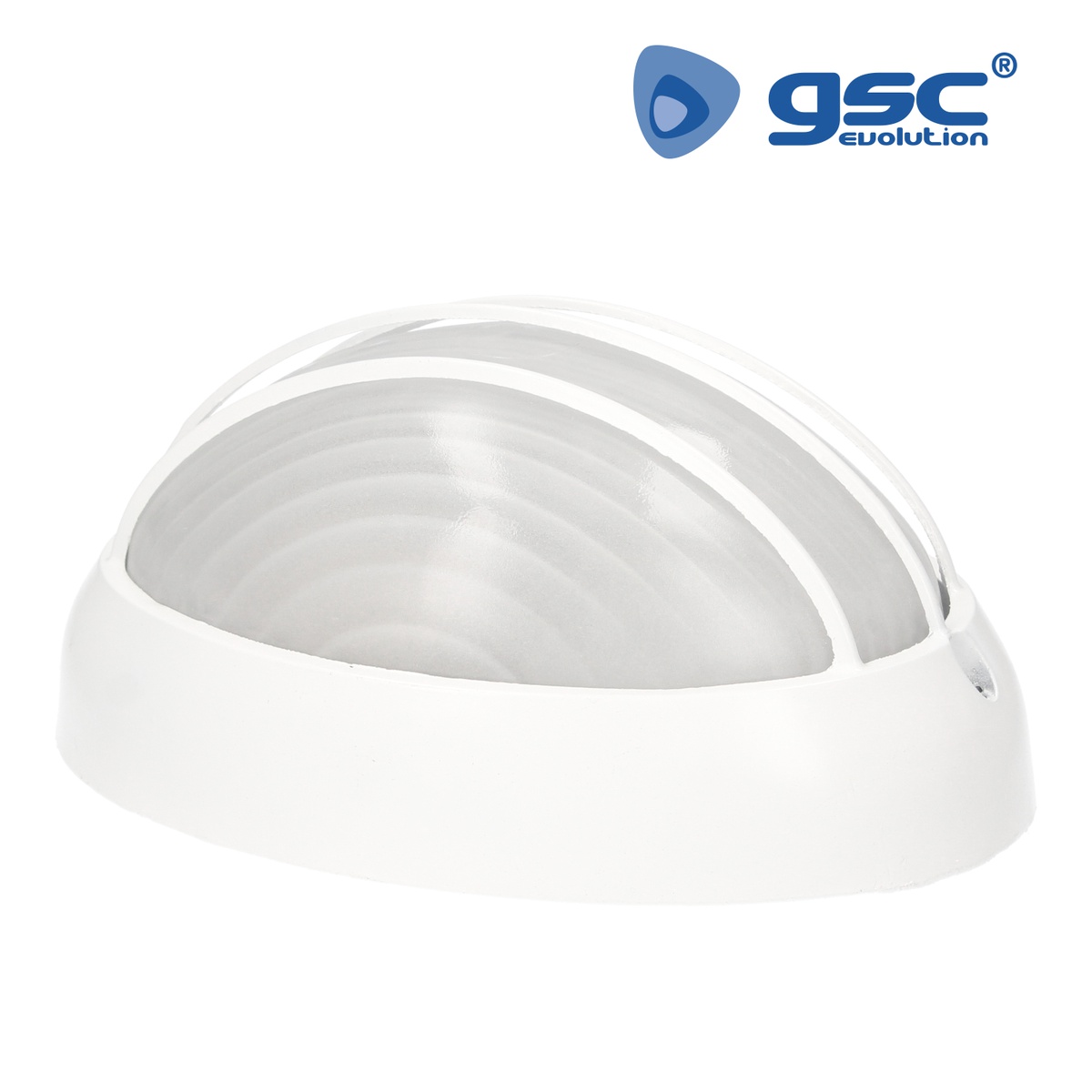 Semi-oval aluminum wall sconce with grid, E27 60W 230V white