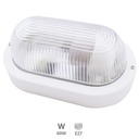 Oval smooth plastic wall sconce, E27 60W 230V white