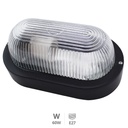 Applique ovale en plastique lisse, E27 60 W 230 V Noire