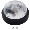 Round smooth plastic wall sconce, E27 60W 230V Black