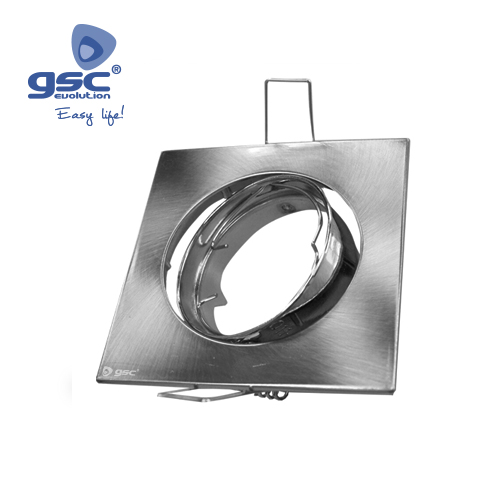 Squared recessed Movable Fixture for Dichroich lamps Niquel Satin