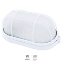 Aplique oval alum. com grelha E27 Max.60W Branco