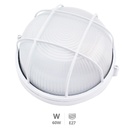 Oval plastic wall sconce with metal grid, E27 60W 230V white
