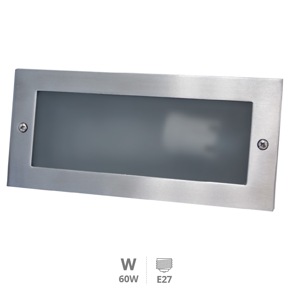 Aplique retangular alumínio encastrável de parede E27 60 W N - Caixa encas. Inc
