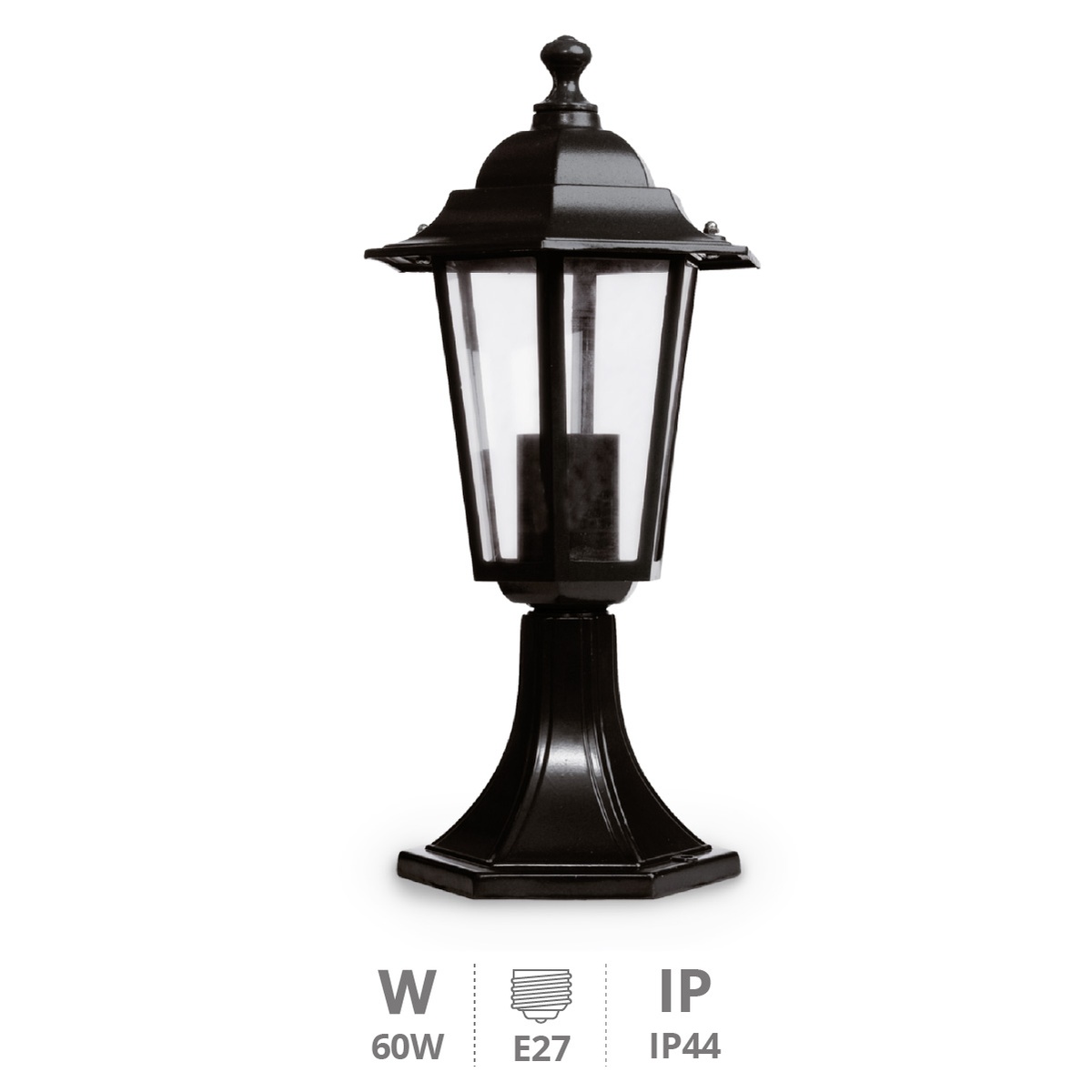 Candeeiro de parede exterior  Lenna E27 Preto