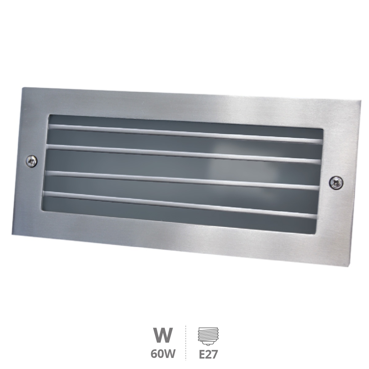 Applique en aluminium avec grille Max. 60 W E27 Nickel Satiné