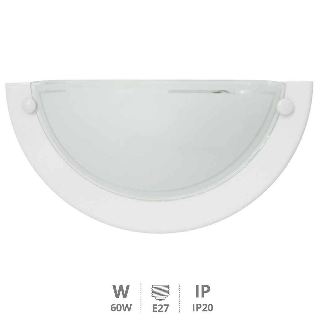 Aplique pared semicircular blanco E27 20W(60W)