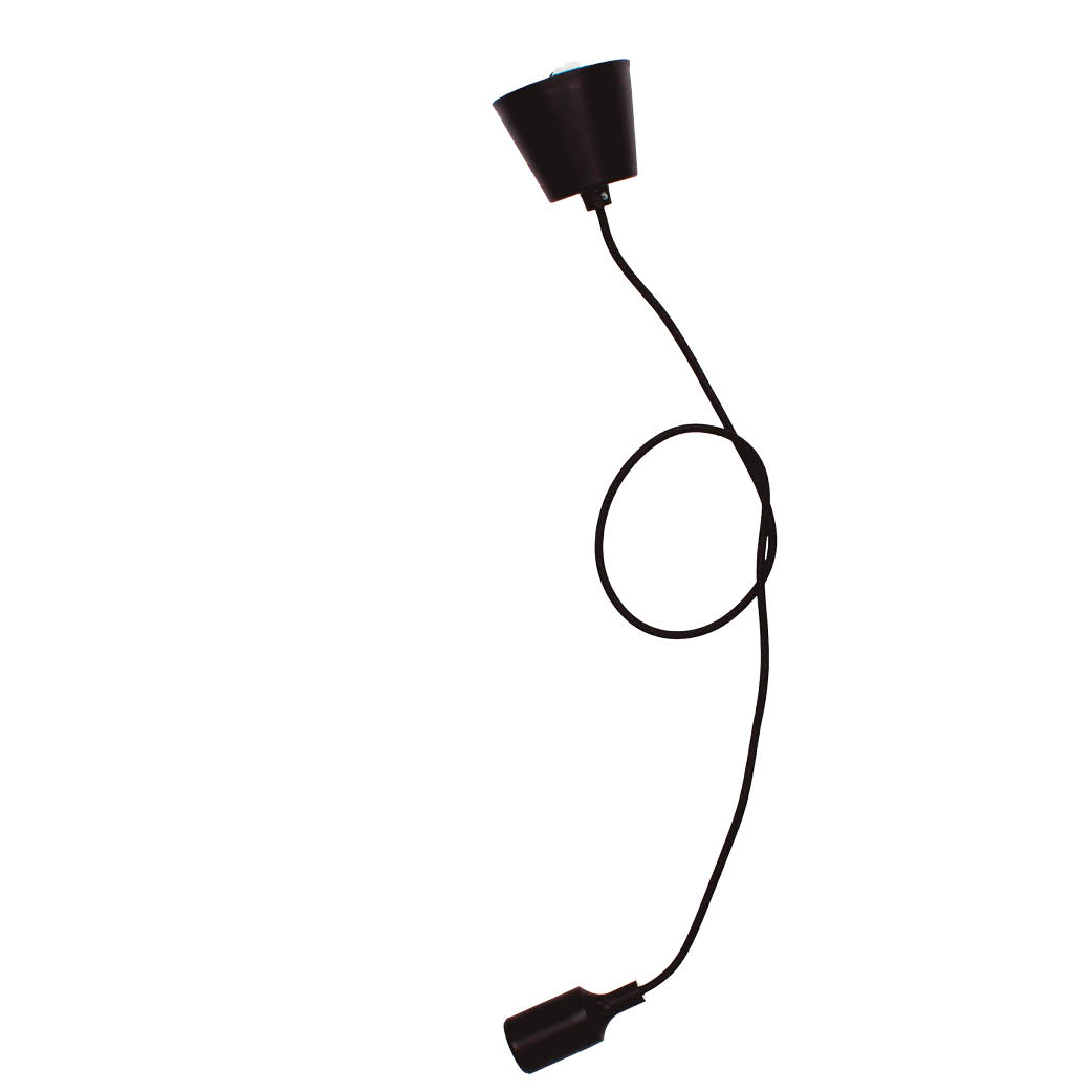 Silicone lampholder E27 Textile cable 1M - Black