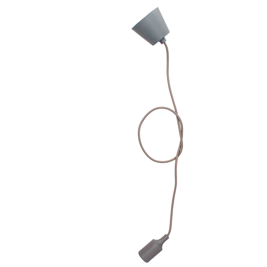 Silicone lampholder E27 Textile cable 1M - Grey