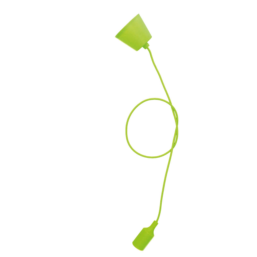 Silicone lampholder E27 Textile cable 1M - Green