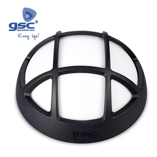 Aplique redondo LED plástico rejilla 4W – Negro- 3000K