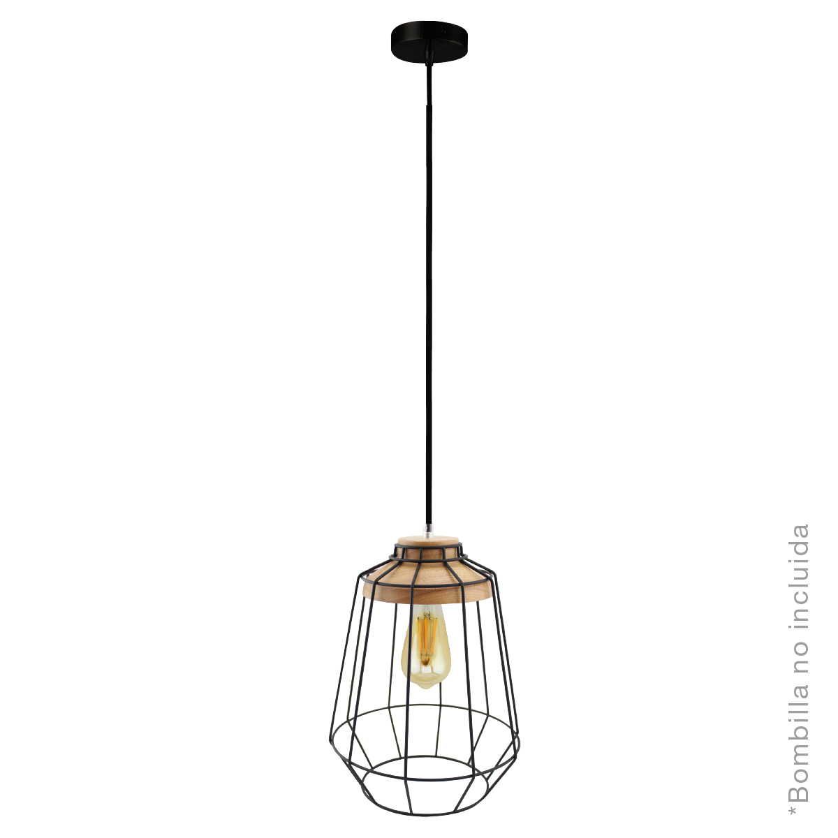 Cage type pendant lamp E27 1m Black