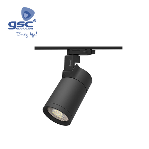 Foco carril LED 3 fases 30W 4000K Negro