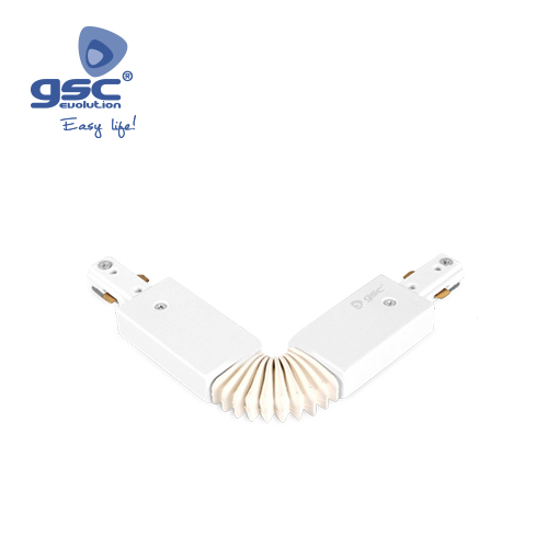 Conector flexible 3 vias para foco carril LED Blanco
