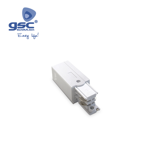 Conector inicio izquierda 3 vias para foco carril LED Blanco