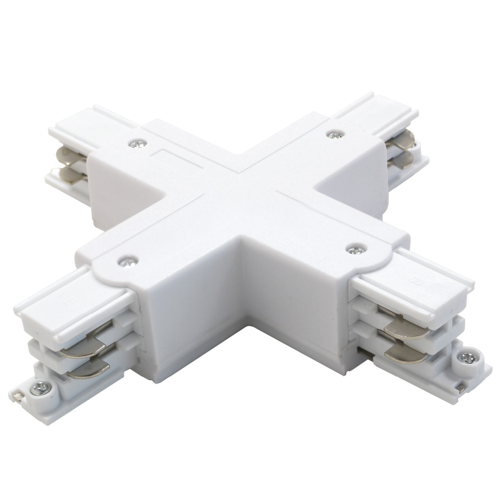 Conector cruzado 3 vias para foco de carril LED Branco