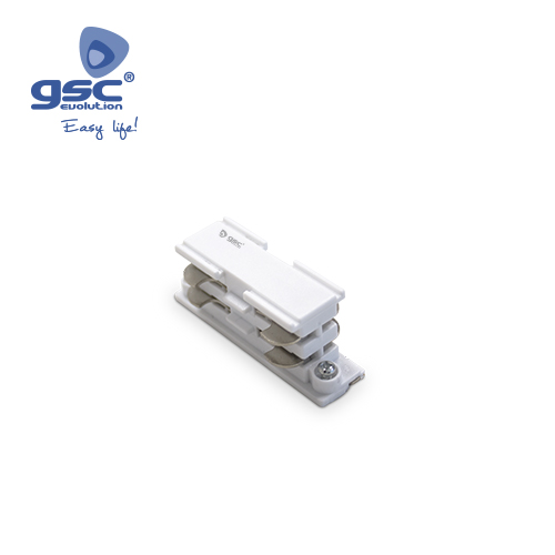 Conector recto 3 vias corto foco carril LED Blanco