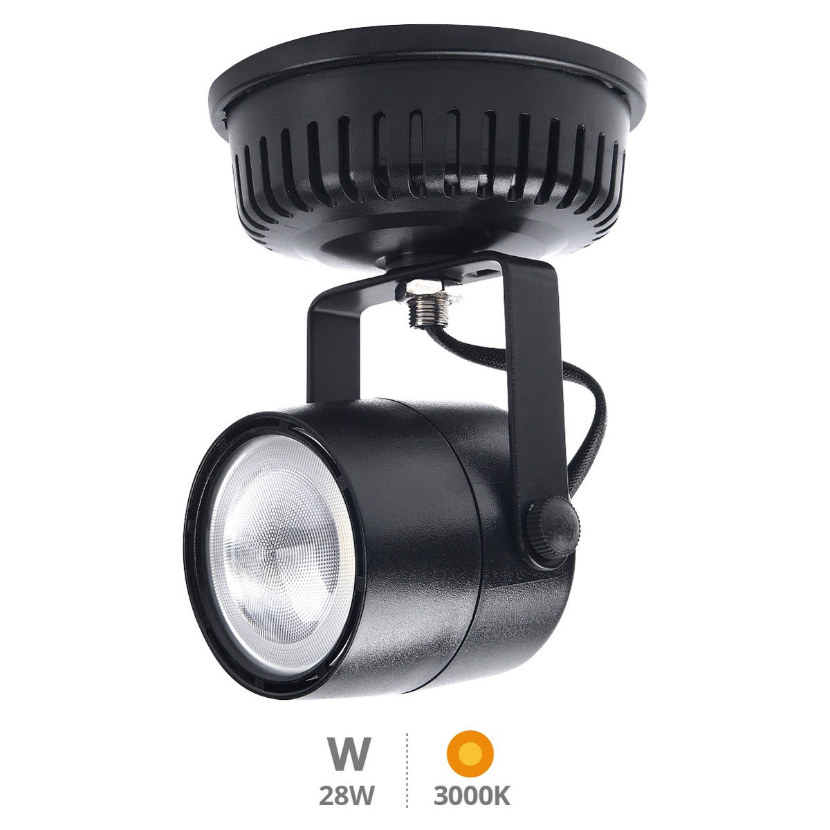 Spot de surface LED 28 W 3000K Noir