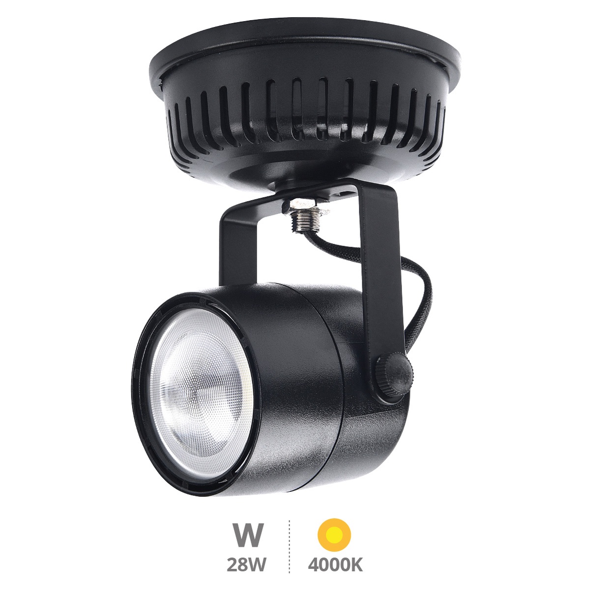 Spot de surface LED 28 W 4000K Noir