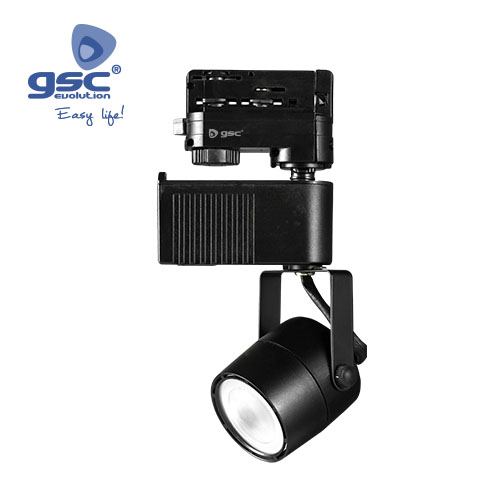 Foco carril LED 3 fases 28W 3000K Negro
