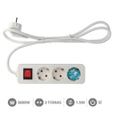 [000800211] 3 way socket with switch Mega Serie (3x1.5mm) 1,5M wire