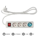 4 way socket with switch Mega Serie (3x1.5mm) 1,5M wire
