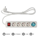 [000800215] 5 way socket with switch Mega Serie (3x1.5mm) 1,5M wire