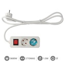 2 way socket with switch Mega Serie (3x1.5mm) 1,5M wire