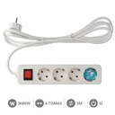 [000800875] 4 way socket with switch Mega Serie (3x1.5mm) 3M wire