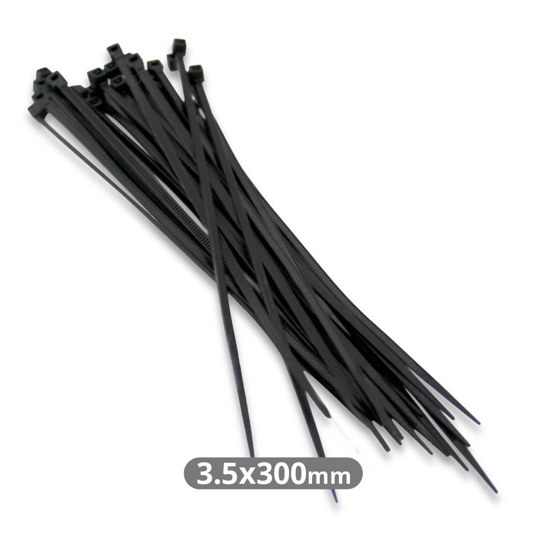 Pack of 100pcs cable tie 300x3.5mm Black