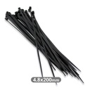 Pack of 100pcs cable tie 200x4.8mm Black