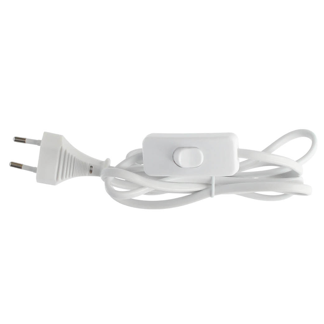 Câble connexion plat avec interrupteur (2x0,75 mm) 1,5 M Blanc