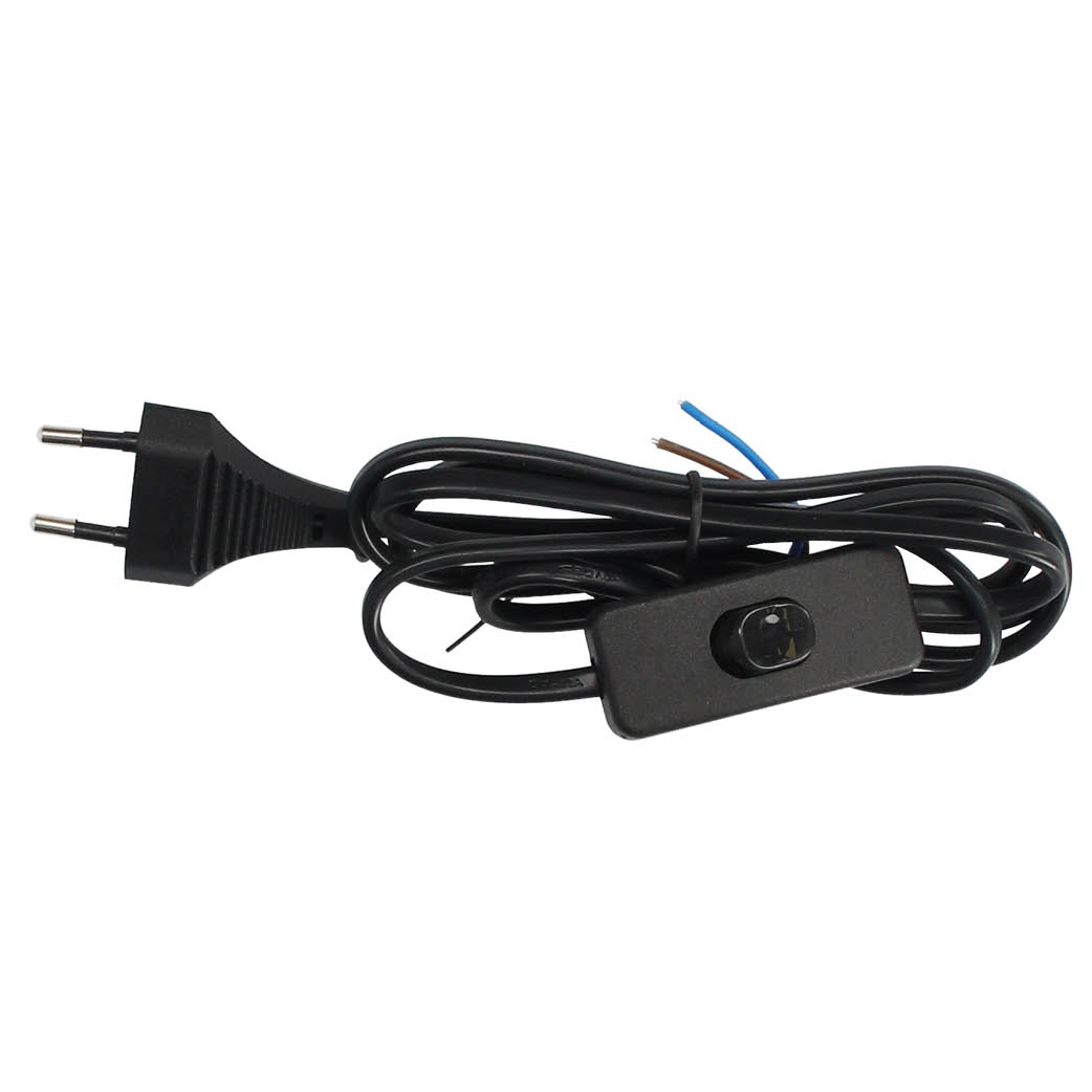 Flat connection cable with switch (2x0.75mm) 1.5M Black