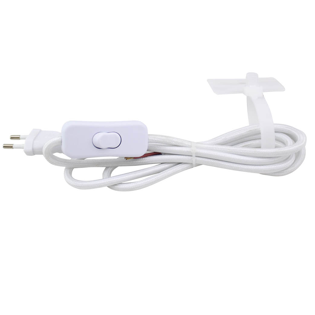 Textile cable 1.5m (2x0.75mm) plug + int white