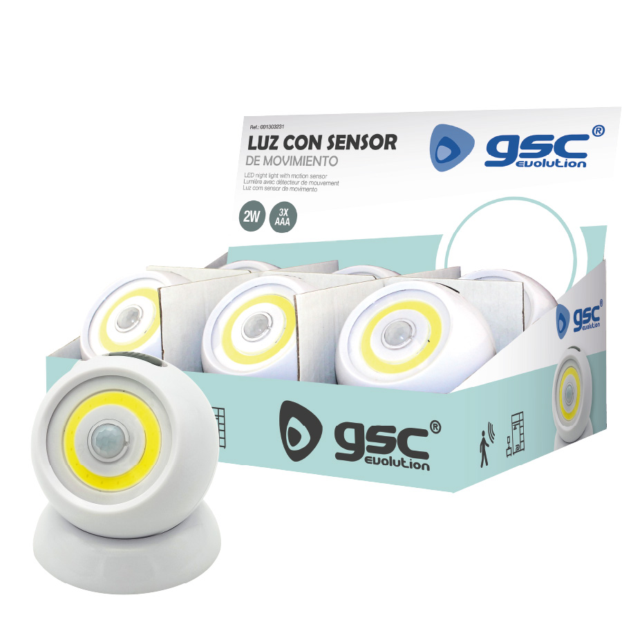 Luz com sensor de movimento 2 W – 6 un. caixa exp