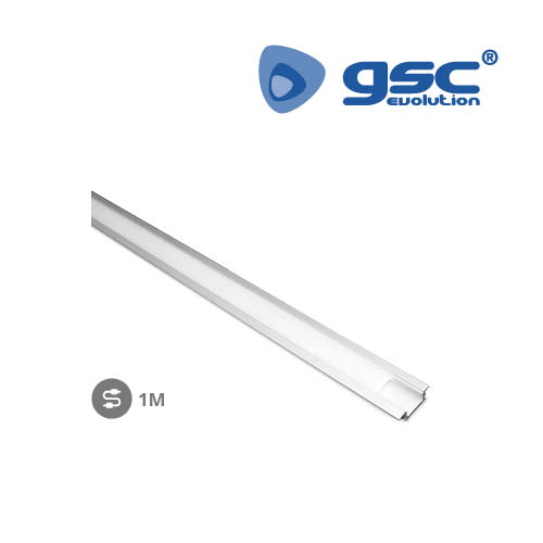 Perfil aluminio empotrar translucido 1M