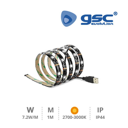Tira de LED USB 1 m para TV 7,2 W/m IP44 2700 K–3000 K