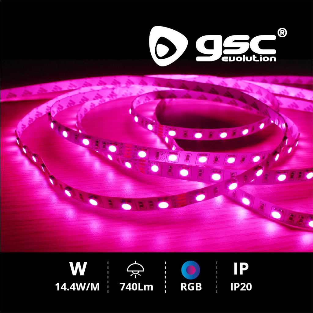 5M 14,4W LED strip SMD5050 RGB IP20 24V