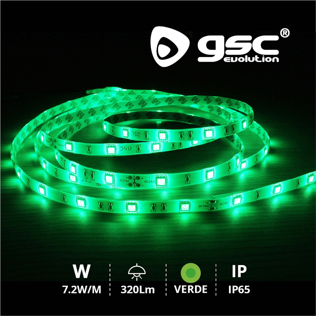 Rollo 5M LED SMD5050 (7.2W) Verde IP65 24V