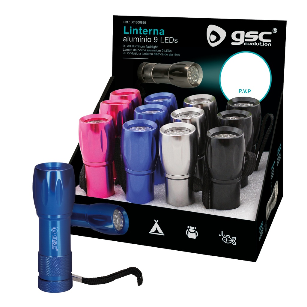 Lampe en aluminium 9 LED - 12 u