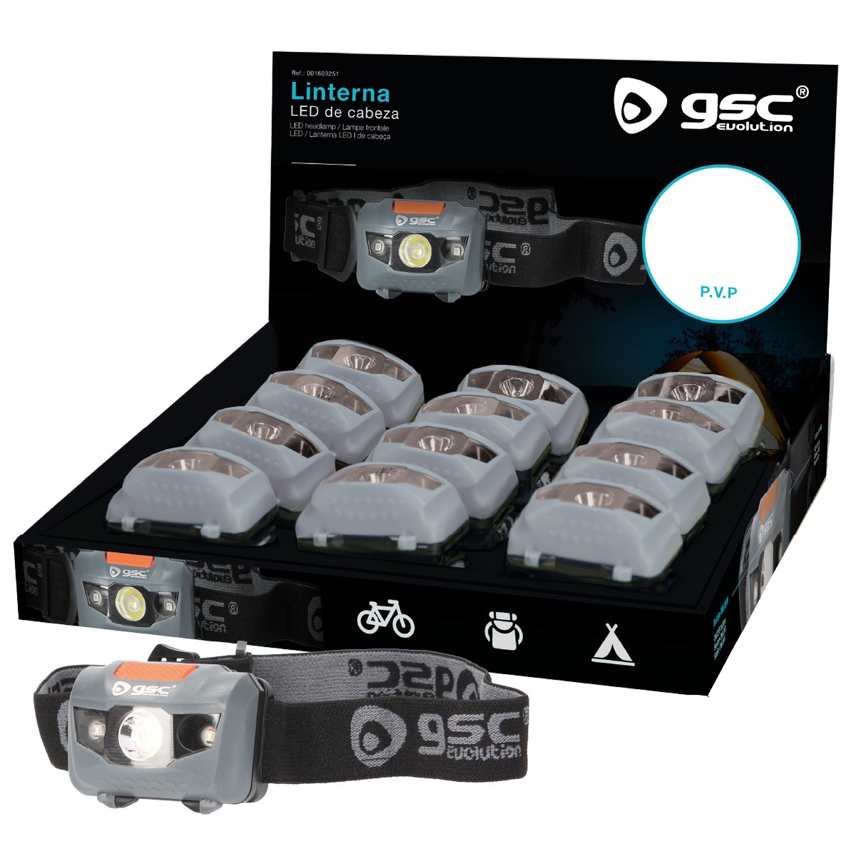 Linterna cabeza 1W - 12u caja exp