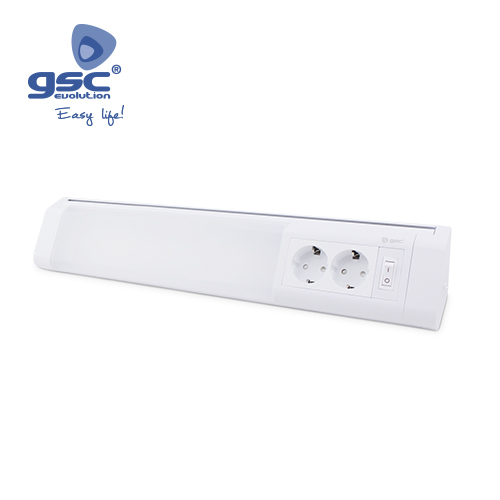 Regleta LED esquina toma + interruptor 20W 6500K