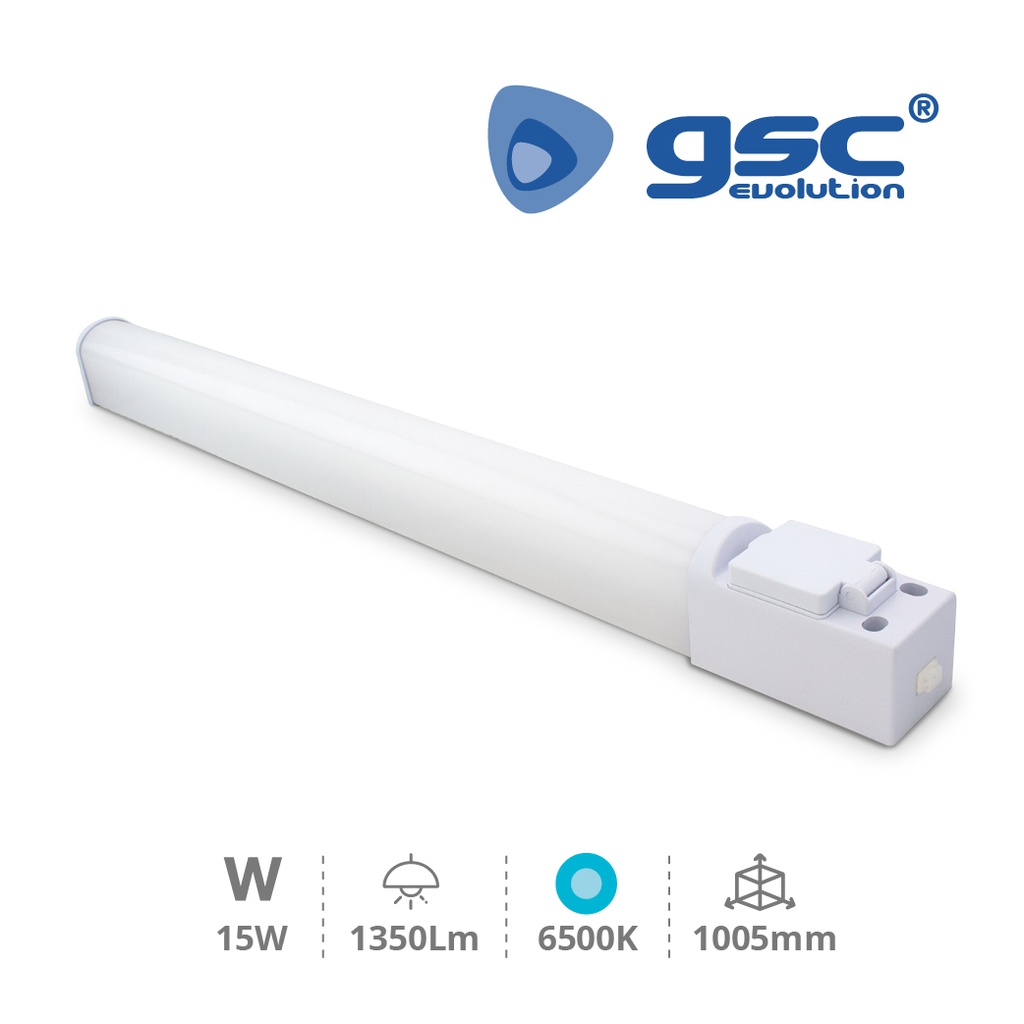 Regleta LED Baño con toma 15W 6500K IP44