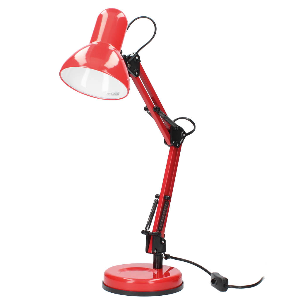 Lampe de bureau à bras articulé tradition E27 40 W- Rouge