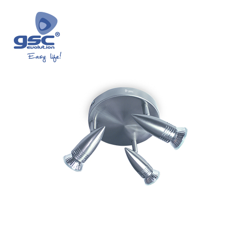Spot de plafond triple circulaire GU10 Nickel