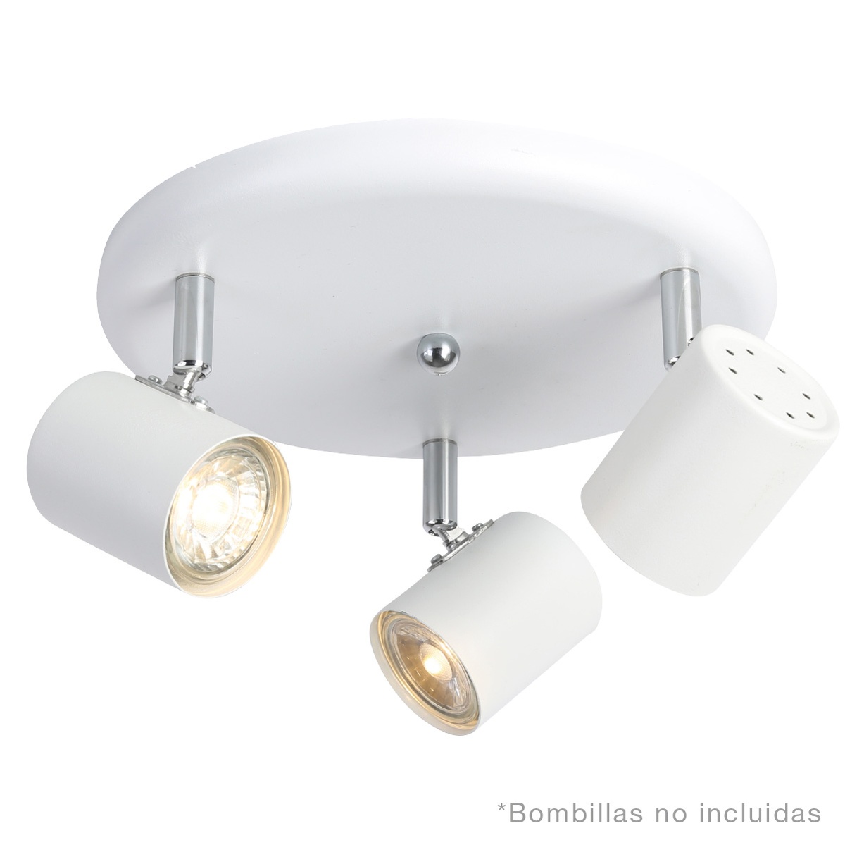 Foco techo triple circular Serie Edina GU10 Blanco