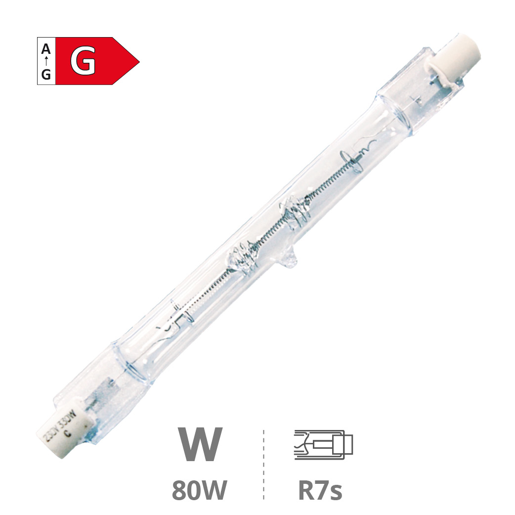 Lampe halogène linéaire Économie 118 mm 80W(100W) R7s
