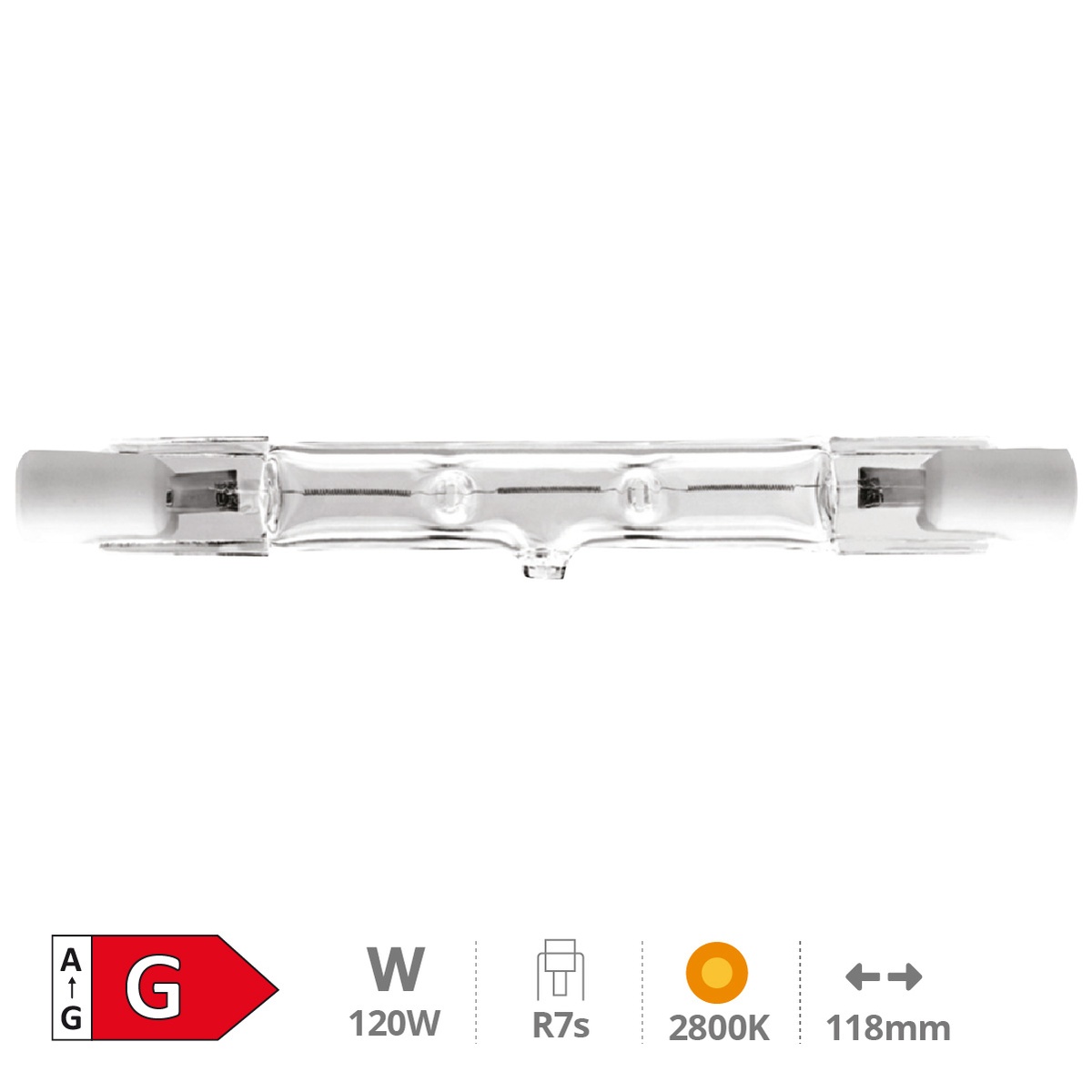 Lampe halogène linéaire Économie 118 mm 120 W(150W) R7s